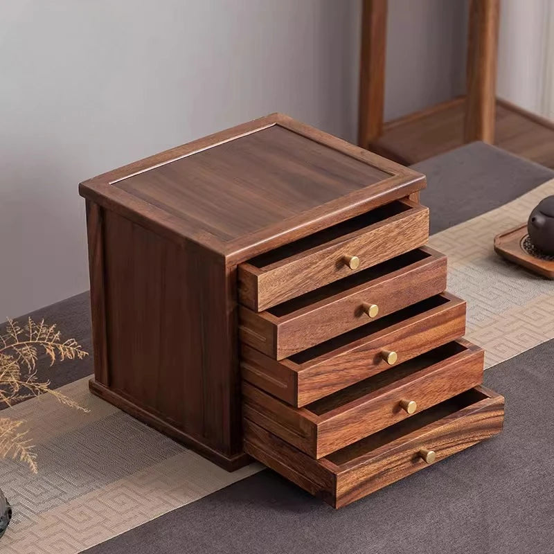 hadnmade 5-Tier Walnut Tea Storage Box Premium Organizer Multi-Layer Wooden Display Case for Home & Shop Collection‌ Box