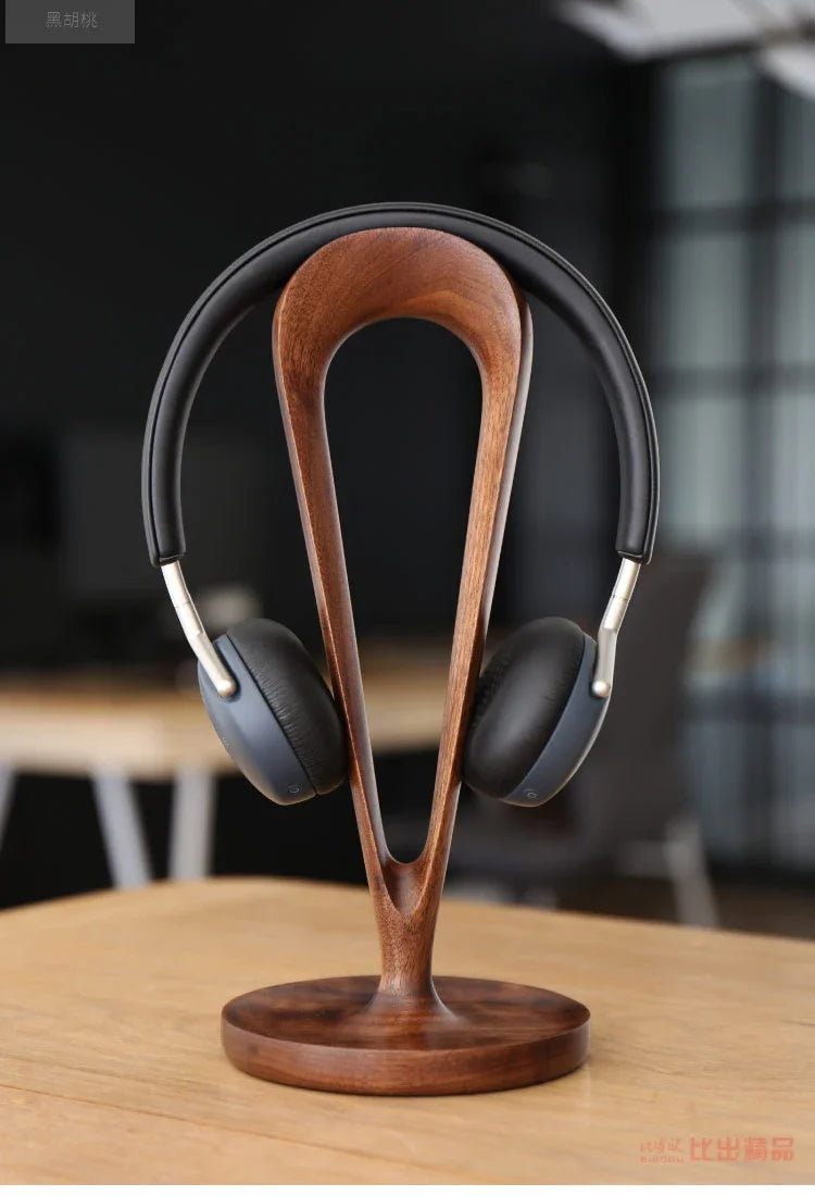 HANDMADE Black Walnut Wood Headphone Stand Walnut Headphone Holder with Winder Solid Wood Custom Earphone Hanger Headset Bracket Storage