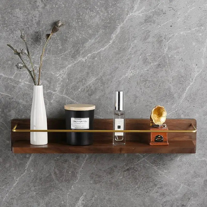 HANDMADE Wooden Bathroom Shelf Wall Bathroom Towel Rack With Hook Aluminum Shower Storage Rack Shampoo Holder Bathroom Accessories