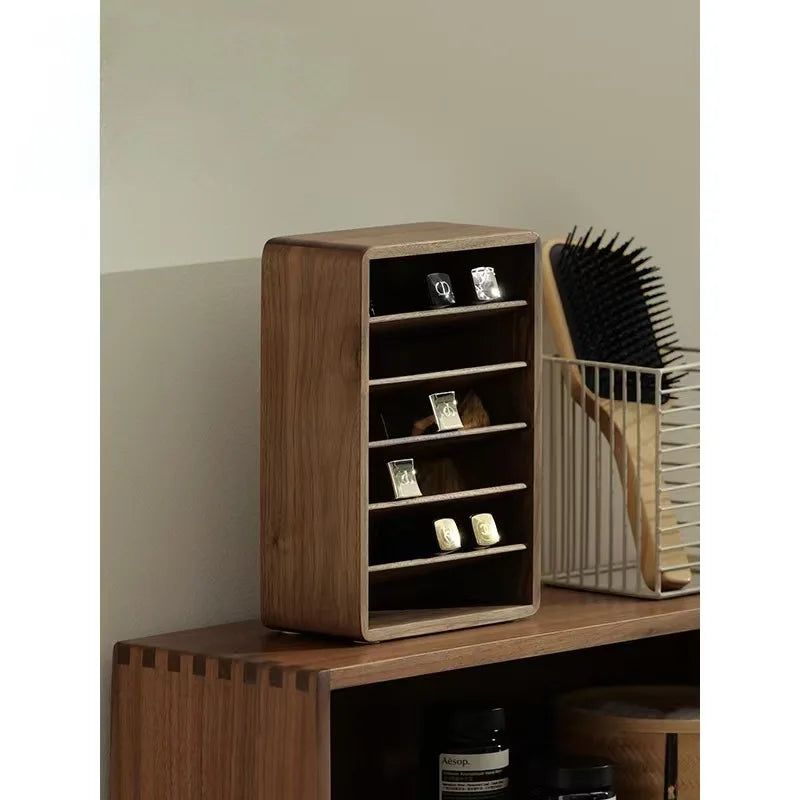 HANDMADE LIPSTICKS ORGANIZER STORAGE Multi-Tier Stepped Solid Wood Cosmetic Organizer, Vertical Desktop Lipstick & Makeup Storage Box for Bedroom