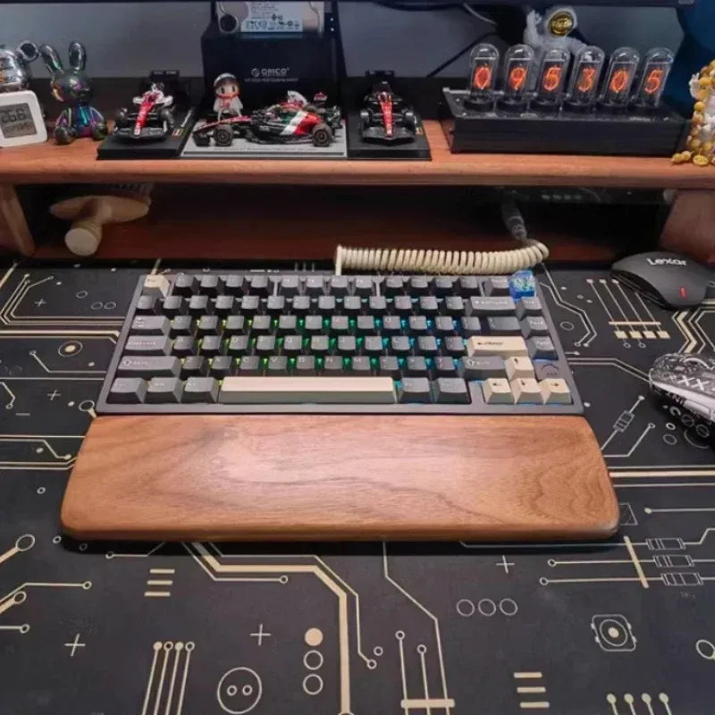 handmade Walnut Wood Palm Rest Custom Soild Wood Mouse Rest Mechanical Keyboard Wrist Rest Accessories AntiSlip Stickers WoodenPalm Stree