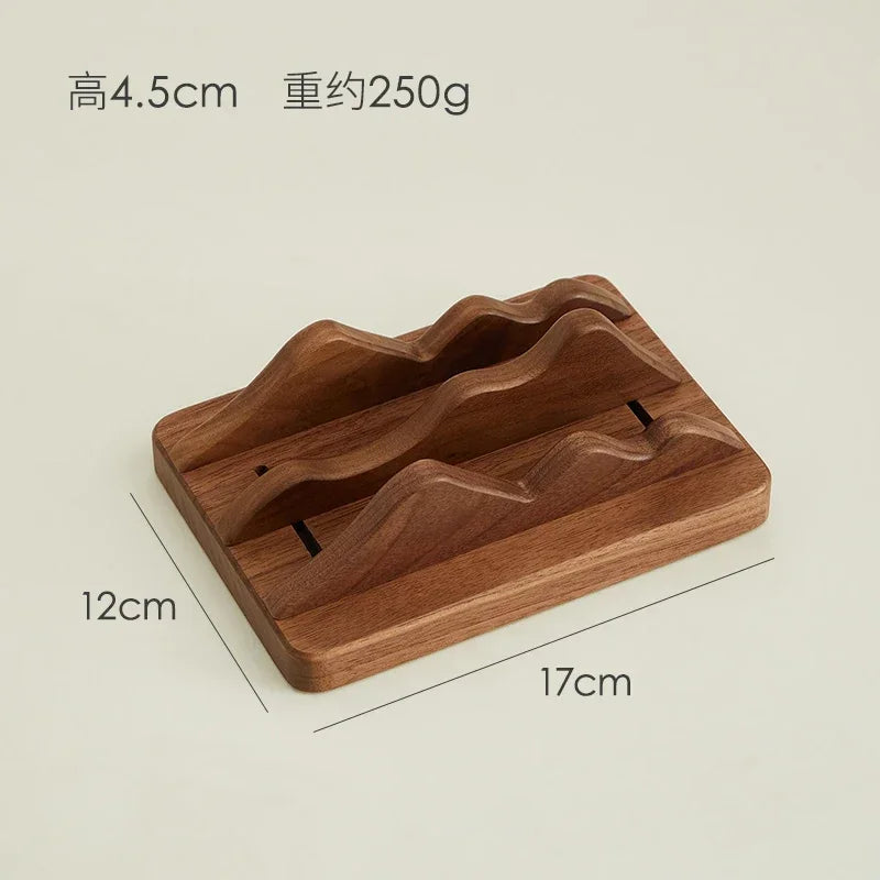 HANDMADE Laptop Vertical Storage Stand Custom Soild Wood Landscape Theme Walnut Wood Base Stand Desktop Decoration Custom Wooden Stand