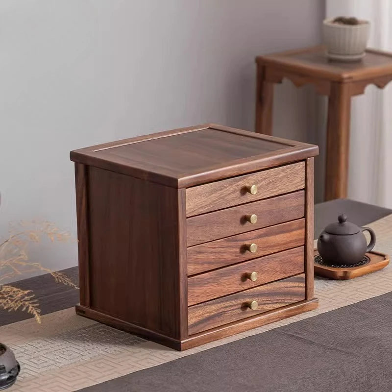 hadnmade 5-Tier Walnut Tea Storage Box Premium Organizer Multi-Layer Wooden Display Case for Home & Shop Collection‌ Box