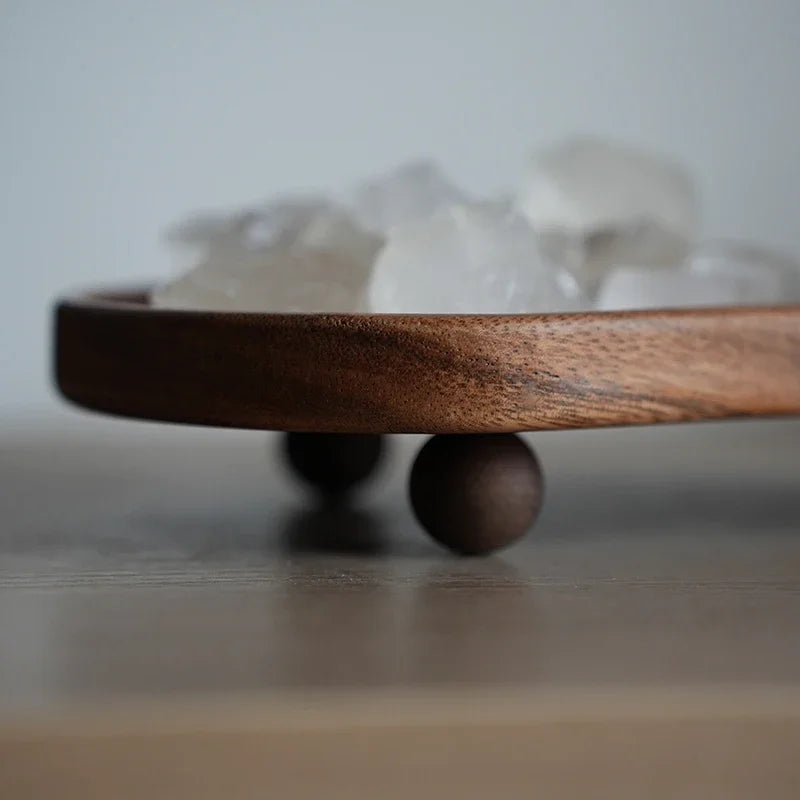 handmade organization acacia wood tray Geometric Design Sense Wooden Tray Round Aromatherapy Key Storage Tray Creative Dessert Tray Photo Props Decorative Plate