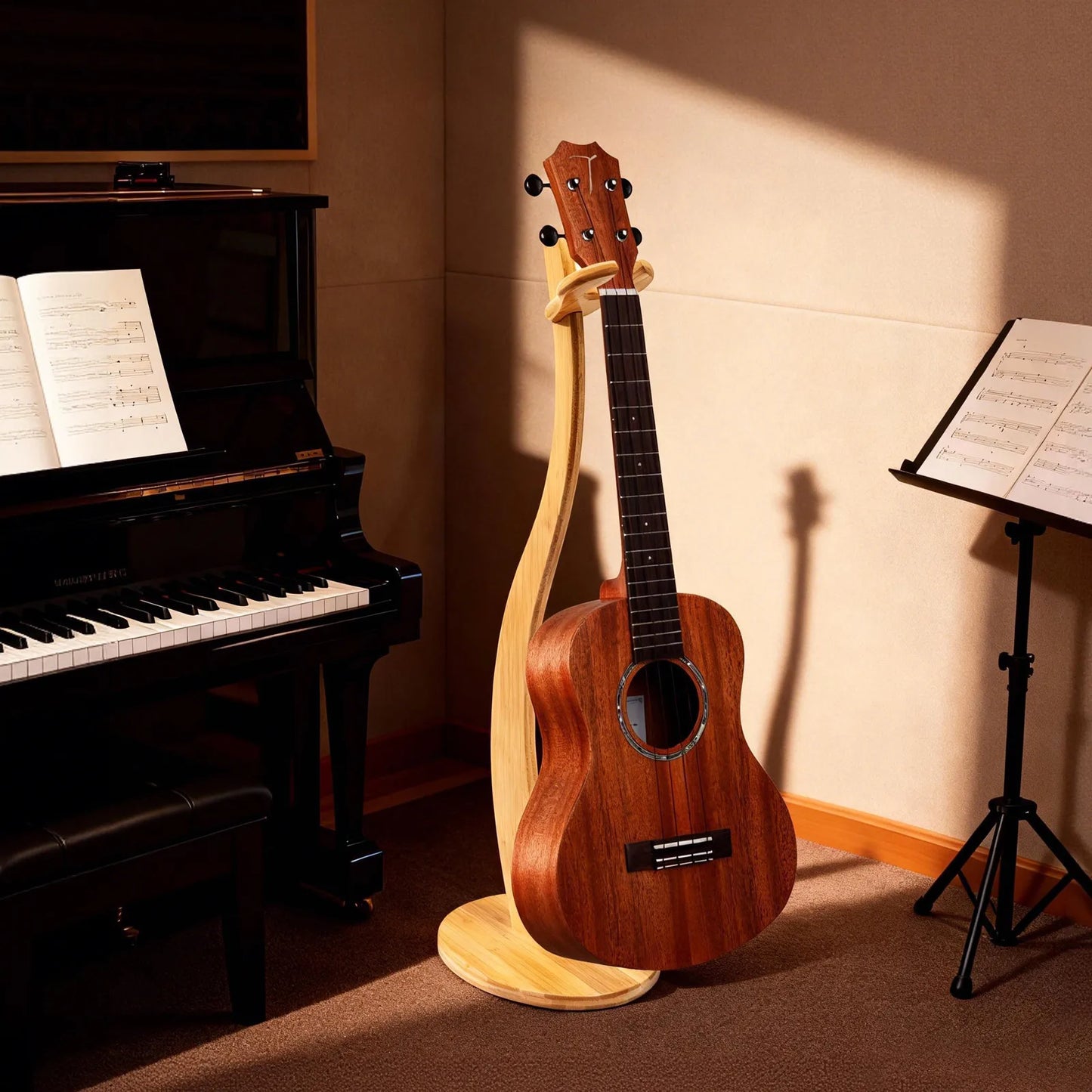 HANDMADE Bamboo Guitar Stand for Acoustic Electric Classical Guitar Ukulele and Banjos Non Slip Bottom Pad Stable Holder