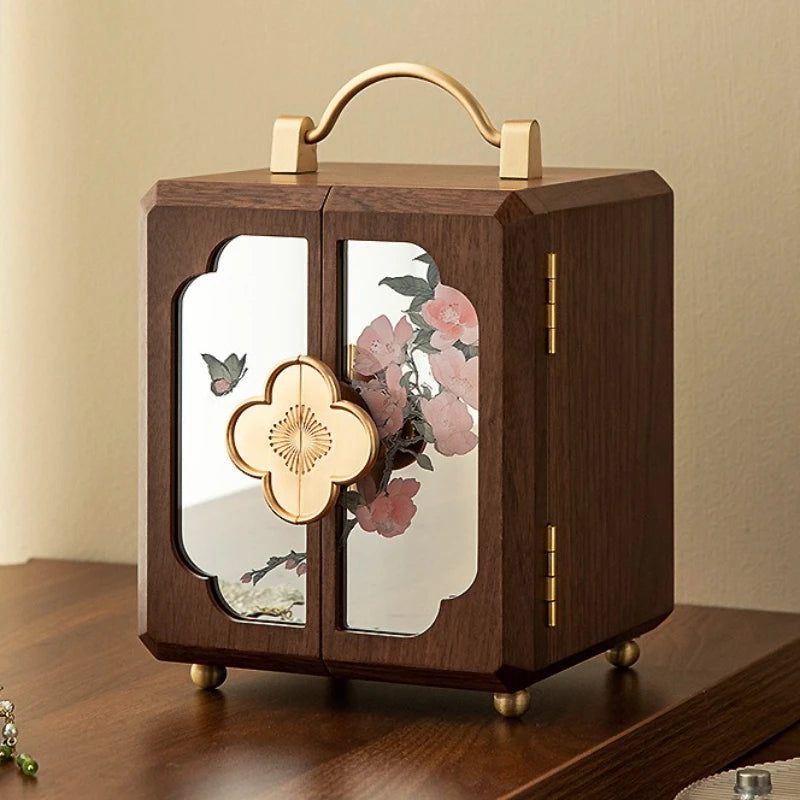 HANDMADE Wooden Retro Jewelry Box Luxury Bracelet Ring Storage Case Large Capacity Jewelry Storage Boxes Fashion Necklace Organizer Cases