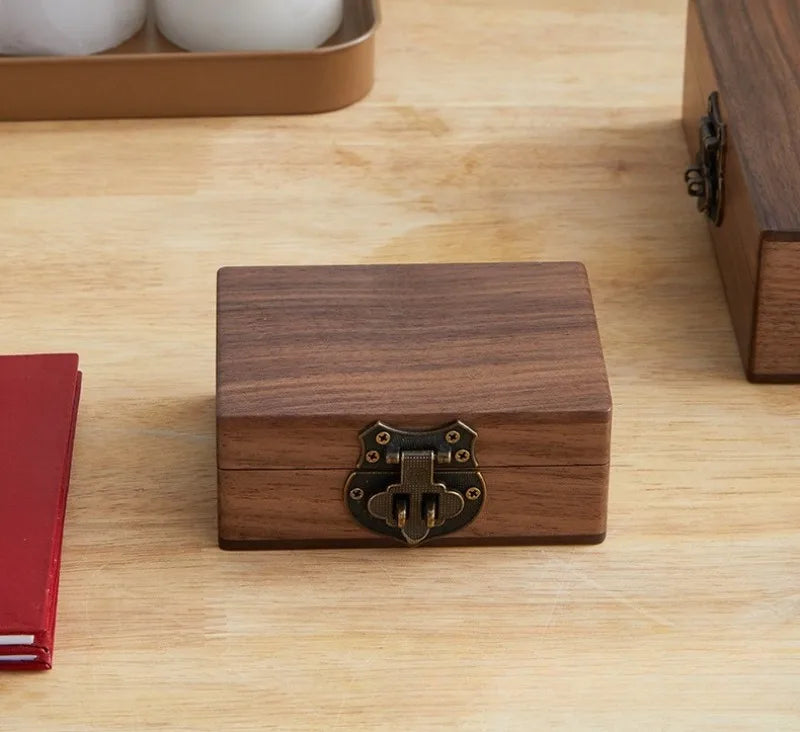 BALCK WALNUT HADNMADE Solid Wood Jewelry Box Luxury Retro Storage Boxes Earring Necklace Ring Display Case Jewellery Accessories Organizer Supplies