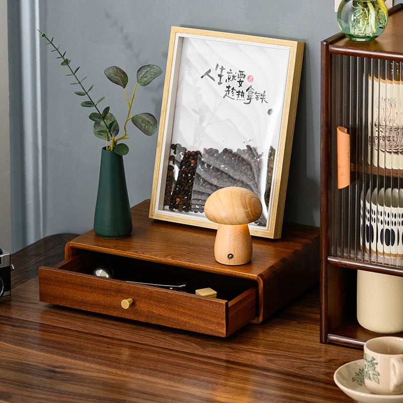 HANDMADE Solid Wood Multi-layer Desktop Organizer Drawers Tea Cup Holder for Office Coffee Machine Storage Shelf Kitchen Desk Organizer
