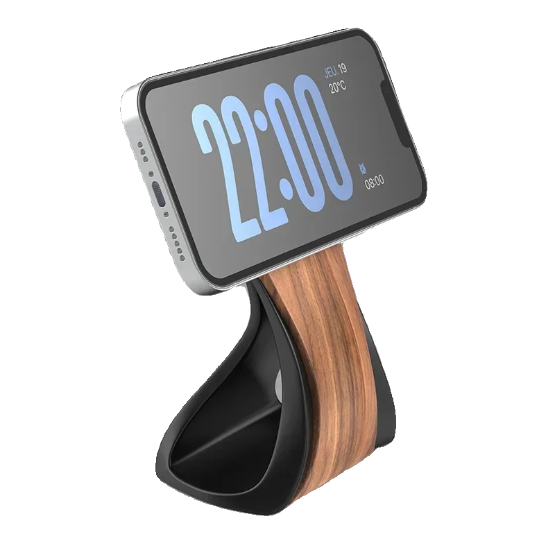 WOODEN HANDMADE Msgsafe HOLDER  Mobile Phone Stand Custom Design Wooden Magnetic Charger Bracket Desktop Creative Lazy Wireless Charging Phone Holder