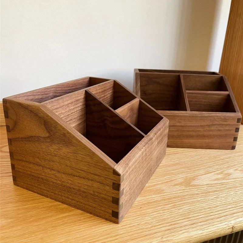 HANDMADE Multifunctional Office Storage Box High-End Solid Wood Desktop Organizer Cosmetic and Desk Accessories Box for Home