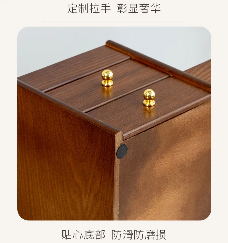 HANDMADE WOOK MAKEUP SOTRAGE ORGANIZER Clear Wood Texture Makeup Organizer Large Capacity Drawer Box Luxury Storage for Lipstick Mask and Skincare