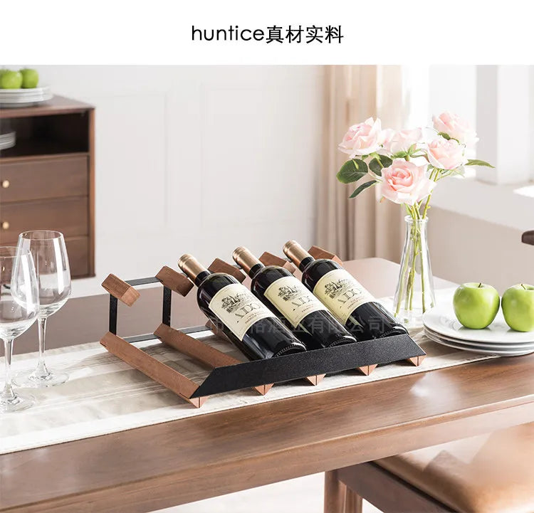 HANDMADE Wooden Wine Rack Display, Creative Slanted Bottle Holder for 6-8 Wines, Solid Wood Storage Stand for Home Bar, Dining Room Decor