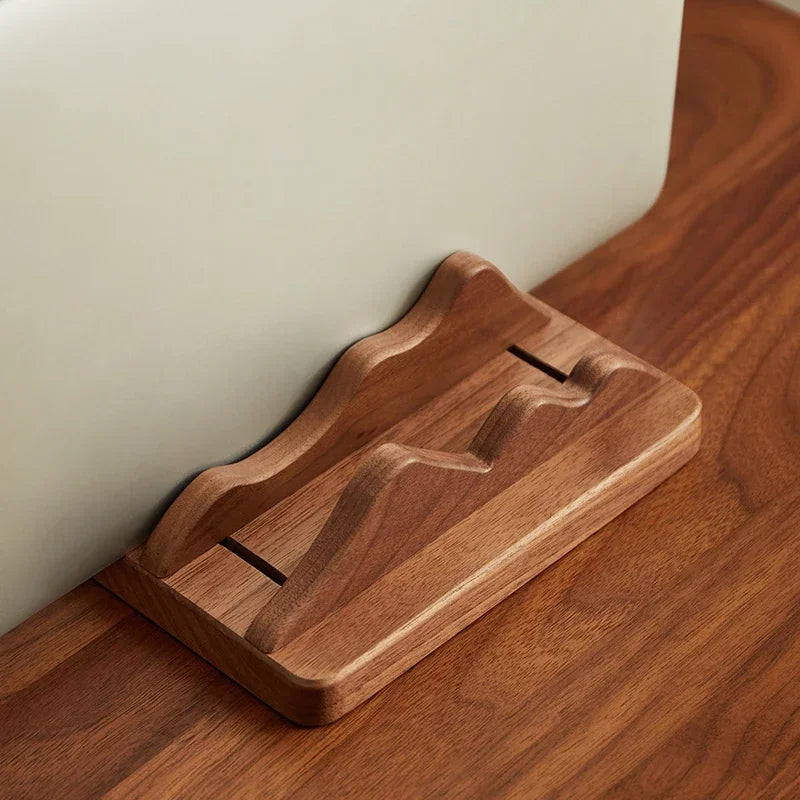 HANDMADE Laptop Vertical Storage Stand Custom Soild Wood Landscape Theme Walnut Wood Base Stand Desktop Decoration Custom Wooden Stand