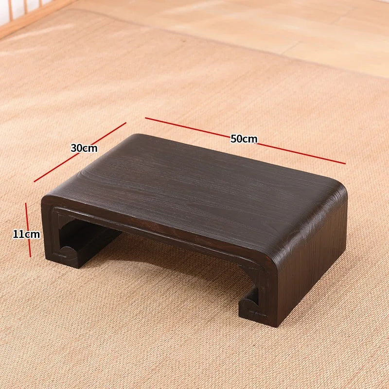 Hndmade Solid Wood Monitor Riser Office Desktop Computer Stand Screen Height Shelf with Storage Tatami Low Table Organizer for Home