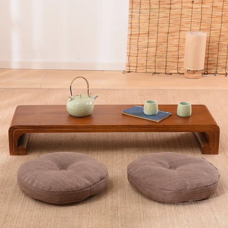 Hndmade Solid Wood Monitor Riser Office Desktop Computer Stand Screen Height Shelf with Storage Tatami Low Table Organizer for Home