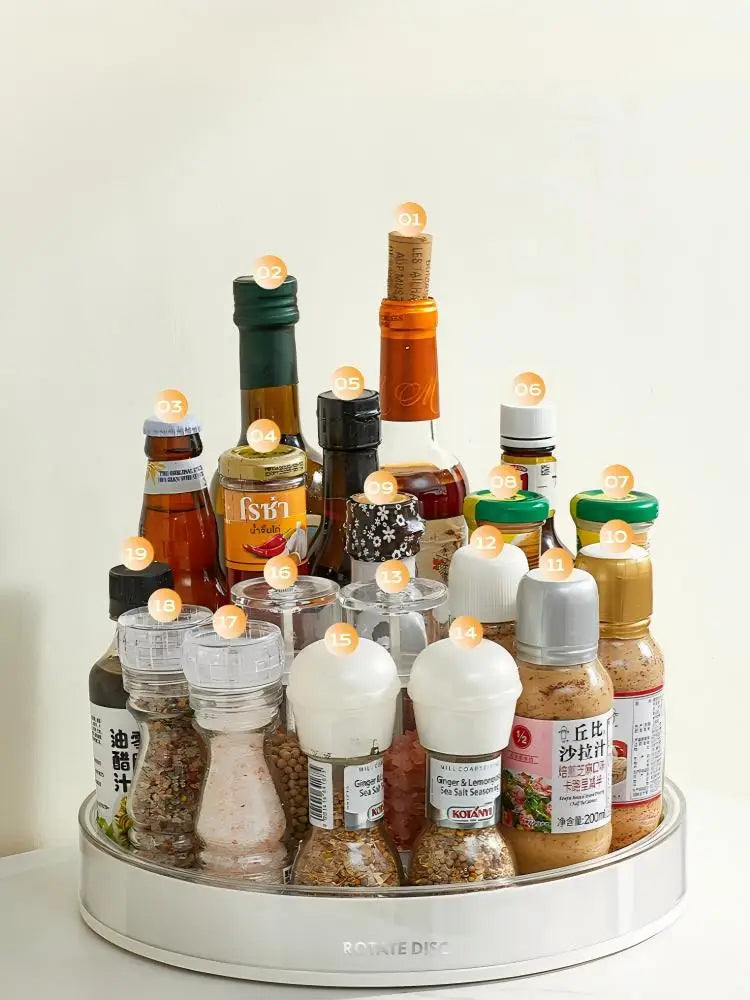 HANDMADE Rotating Storage Rack, Multifunctional Kitchen Turntable for Salt, Soy Sauce, Vinegar & Seasoning Bottles, Rotating Seasoning Or