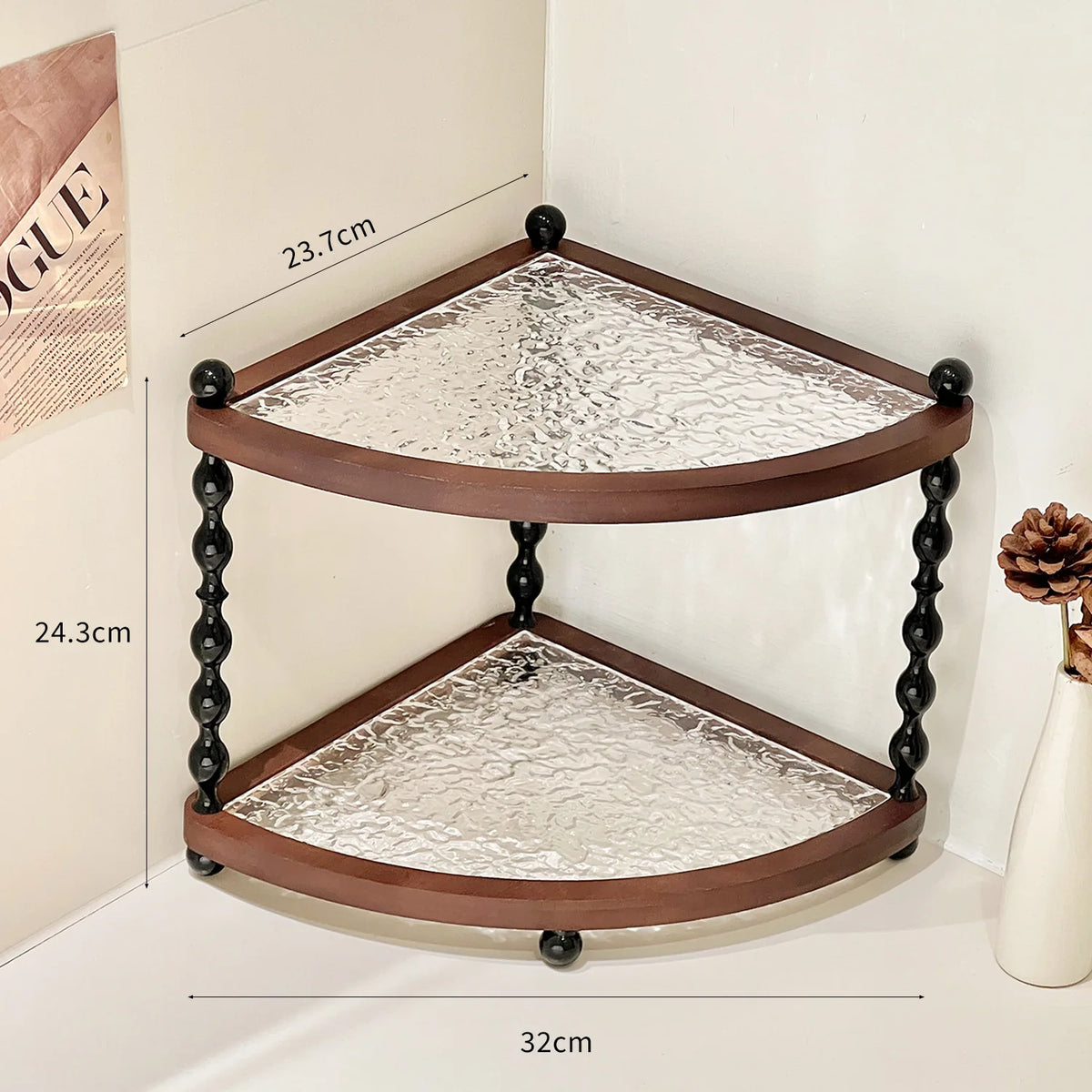 Stylish Wooden Desktop Organizer Shelf – Three-Layer Home Decor Storage Stand for Bedroom, Foyer & Bathroom
