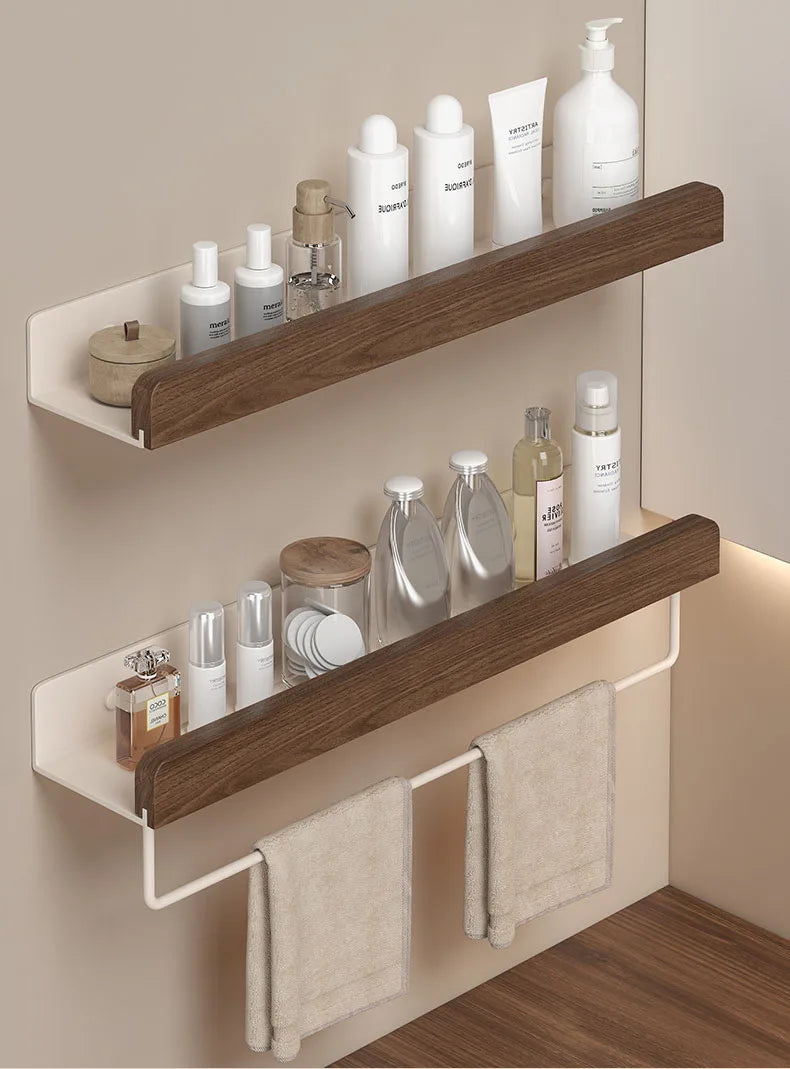 HANDMADE White Aluminum Bathroom Shelving Wall-mounted Bathroom Shower Storage Rack Towel Rack Shelves Bathroom Shelf With Rod