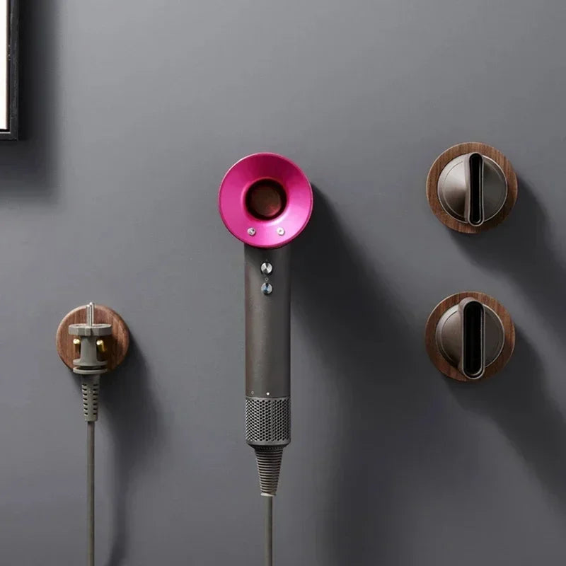 HANDMADE Wall Mounted Hair Dryer Holder Set For DRYER Solid Wood Hair Dryer Bracket Stand Bathroom Sets Rack Organizer Shelves