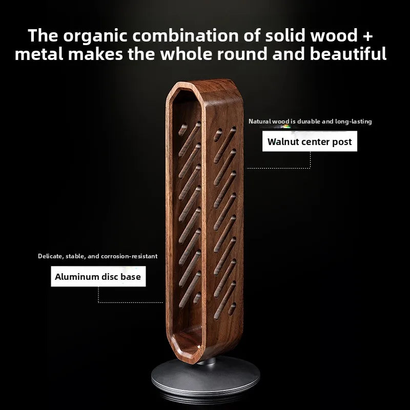 handmade Rotating Walnut Headphone Stand Creative Over-Ear Headset Holder Desk Organizer for Audio Equipment Storage Modern Display Rack