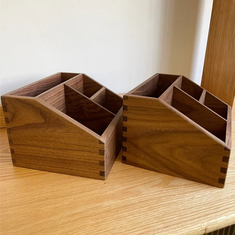 HANDMADE Multifunctional Office Storage Box High-End Solid Wood Desktop Organizer Cosmetic and Desk Accessories Box for Home