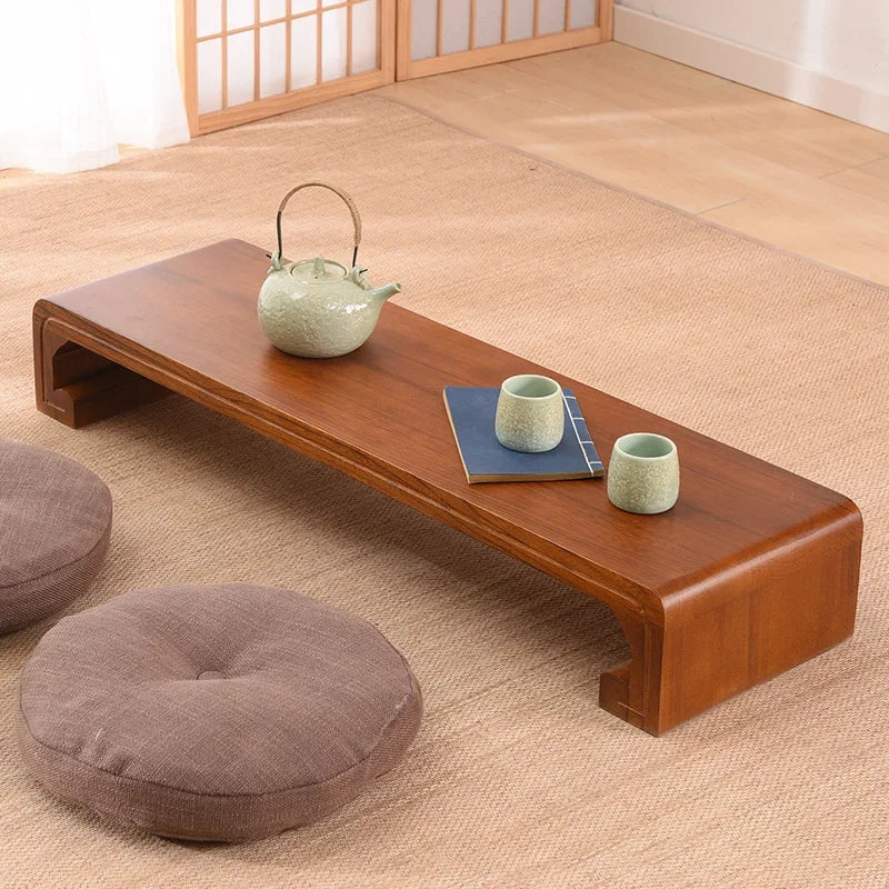 Hndmade Solid Wood Monitor Riser Office Desktop Computer Stand Screen Height Shelf with Storage Tatami Low Table Organizer for Home