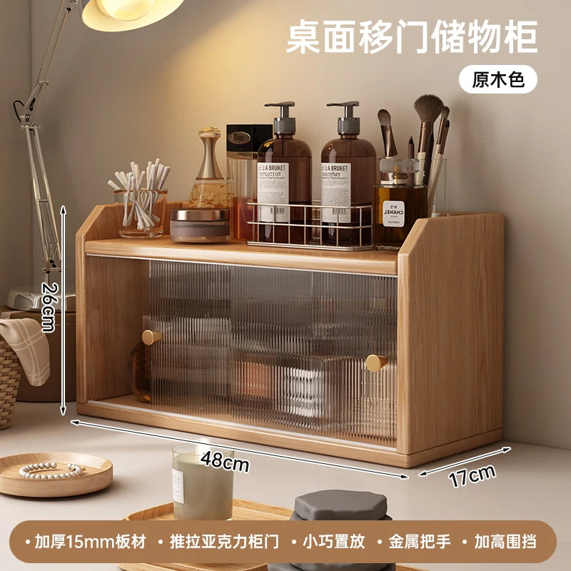 Space-Saving All-in-One Desktop Vanity & Bookshelf with Mirror | 3-Tier Multifunction Storage Organizer