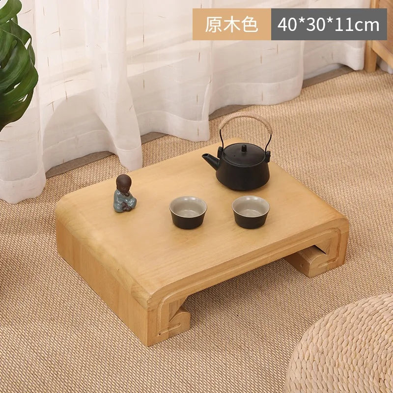 Hndmade Solid Wood Monitor Riser Office Desktop Computer Stand Screen Height Shelf with Storage Tatami Low Table Organizer for Home