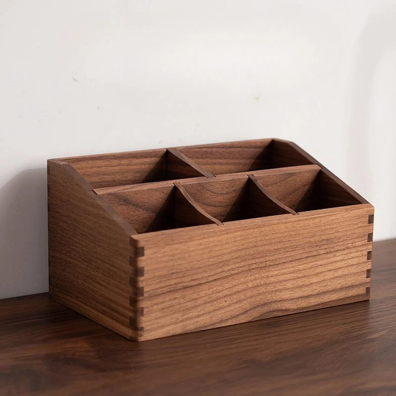HANDMADE Black Walnut Wood tissues box Multifunctional paper extraction box Grid division Organizer box desktop Storage Sundries strong