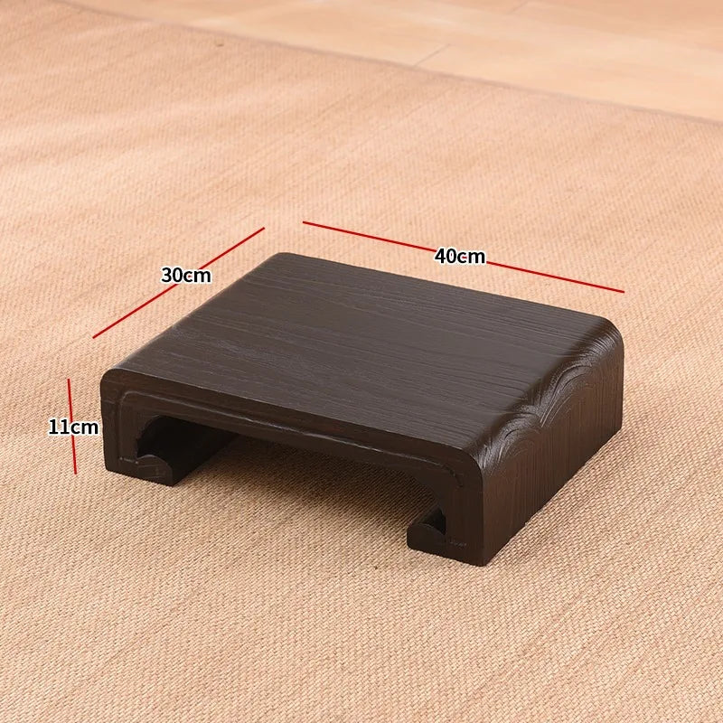 Hndmade Solid Wood Monitor Riser Office Desktop Computer Stand Screen Height Shelf with Storage Tatami Low Table Organizer for Home