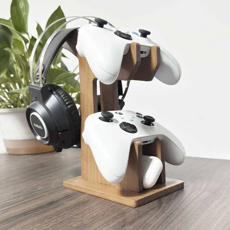 HANDMADE Solid Wood Headphone Stand Controller Holder Gaming Accessories Desktop Display Rack for SteelSerie