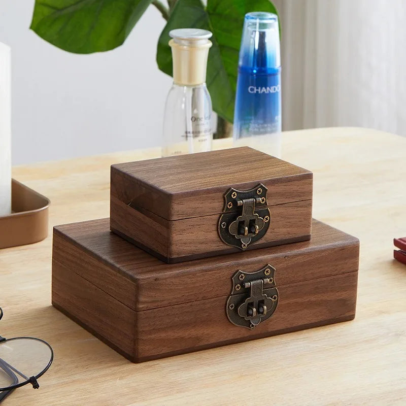 BALCK WALNUT HADNMADE Solid Wood Jewelry Box Luxury Retro Storage Boxes Earring Necklace Ring Display Case Jewellery Accessories Organizer Supplies