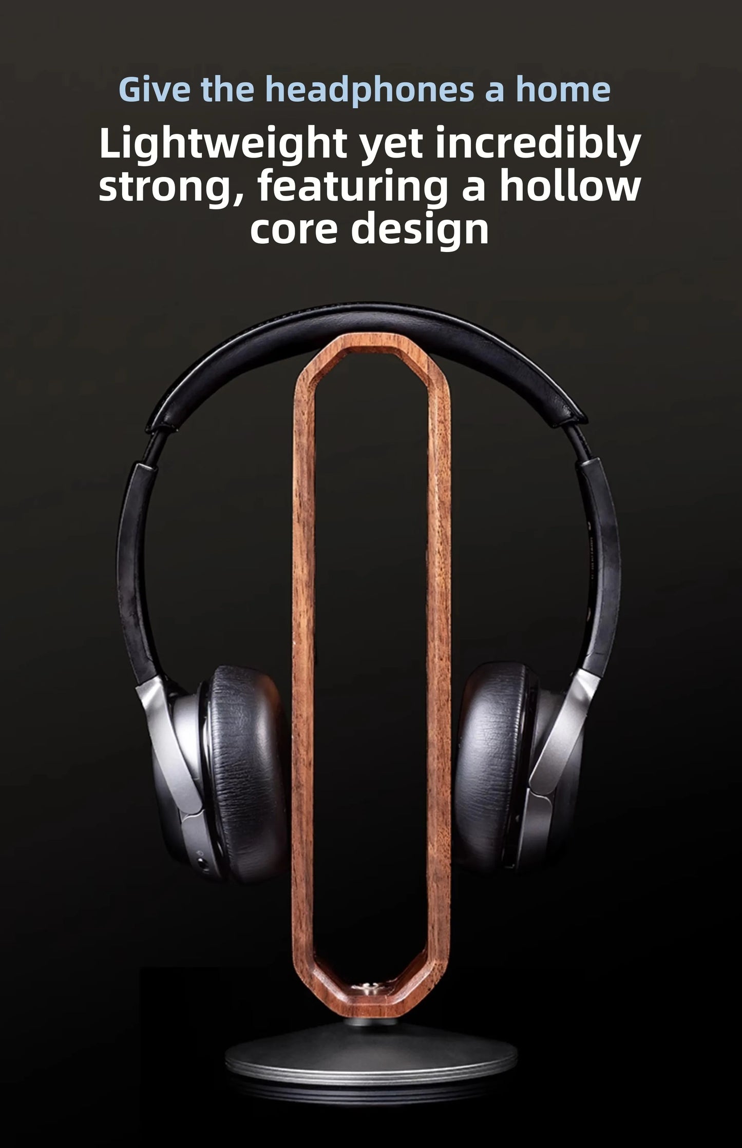handmade Rotating Walnut Headphone Stand Creative Over-Ear Headset Holder Desk Organizer for Audio Equipment Storage Modern Display Rack