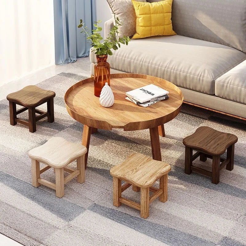 PINE HANDMADE WOOD Modern Simplicity Household Solid Wood Stool Living Room Square Small Footrest Tea Table Low Stools Muebles Wooden Stools