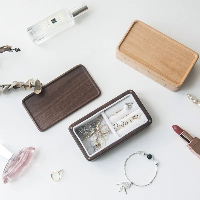 handmade New Wood Jewelry Box Travel Ring Box Earring Rings Box Jewelry Organizer Box Mini Jewelry Gift Packaging Box Necklace Package