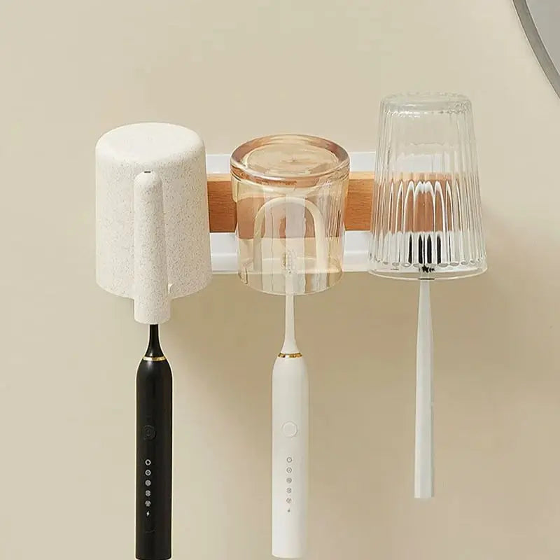 HANDMADE White/Black Bathroom Toothbrush Holder Cup Holder Aluminum Wall Mounted Mouthwash Cup Wash Cup Holder Cosmetics Storage Rack
