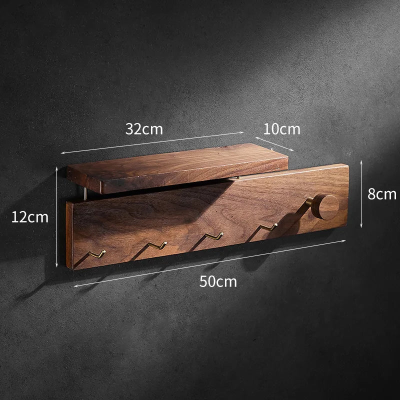 HANDMADE Solid wood Bathroom Hanging Coat Hook Wall Mounted Storage Rack Towel Rack Bedroom Coat Hat Hook Bathroom Shelving