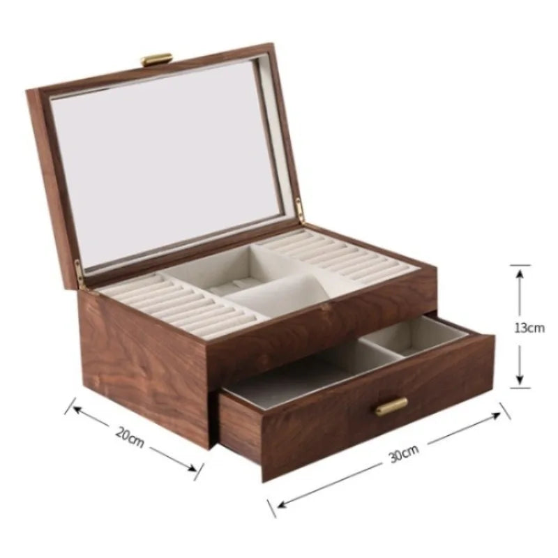 HANDMADE BLACK AMERICAN Walnut Wood Jewelry Box Wedding Luxury Trinket Storage Boxes Necklace Earrings Bracelet Display Case Jewelry Organizer Supplies
