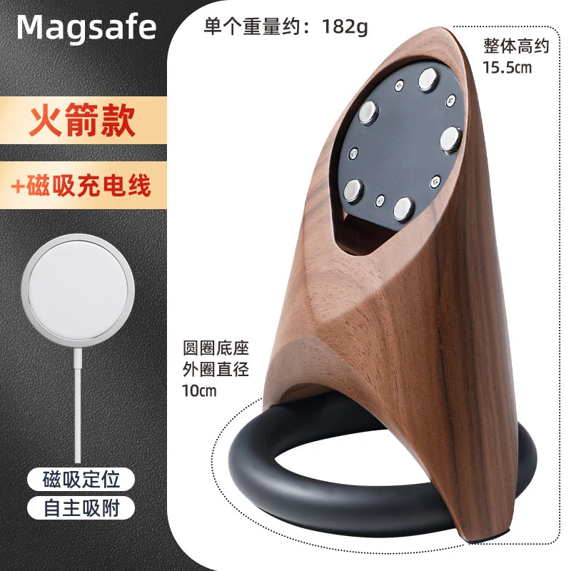 WOODEN HANDMADE Msgsafe HOLDER  Mobile Phone Stand Custom Design Wooden Magnetic Charger Bracket Desktop Creative Lazy Wireless Charging Phone Holder