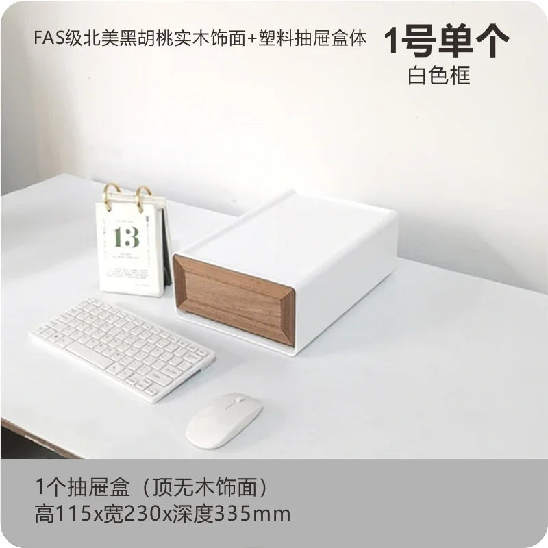 handmade Black Walnut Solid Wood Veneer Storage Box Multi-functional Household Underwear Storage Drawer Can Be Stacked Office Organizer