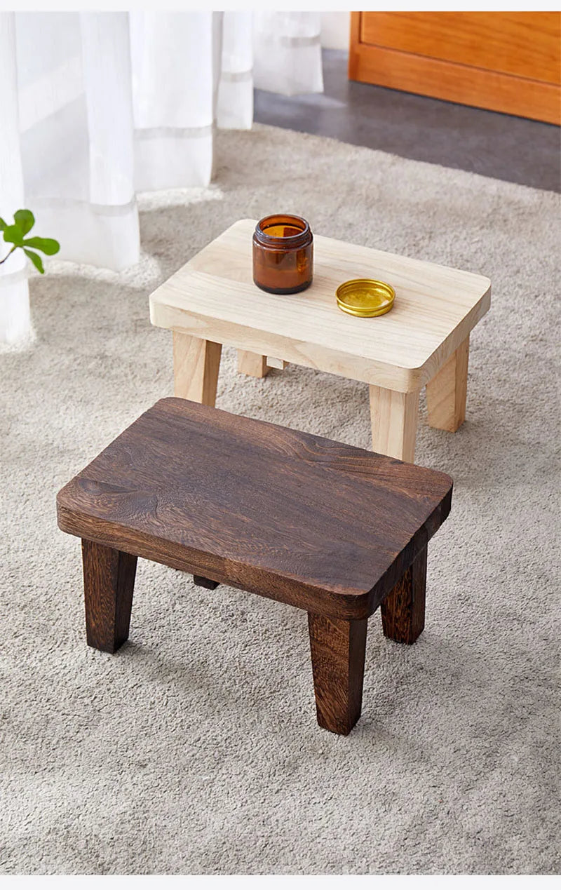 HANDMADE Household Living Room Stool Japanese Style Small Stools Adult Shoe Changing Stool Modern Minimalism Wooden Ottoman 가구