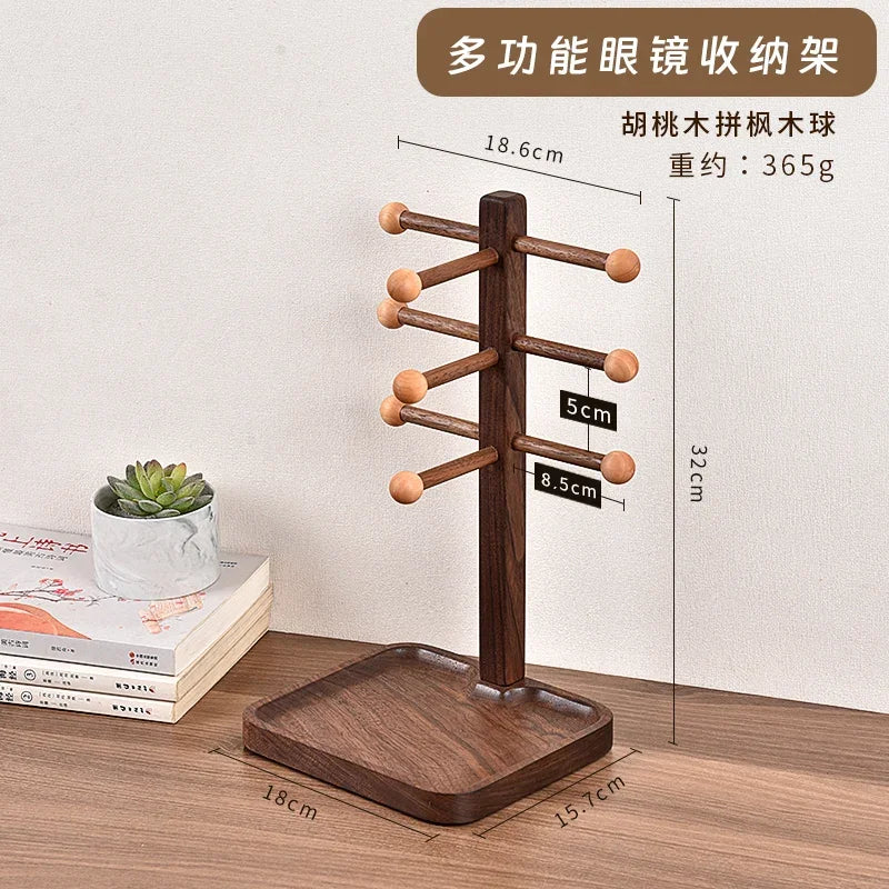 handmade High End Walnut Spectacle Rack Desktop MultiFunctional  Storage Tray MultiLayer Display Shelf Foyer Solid Wood Organize Box