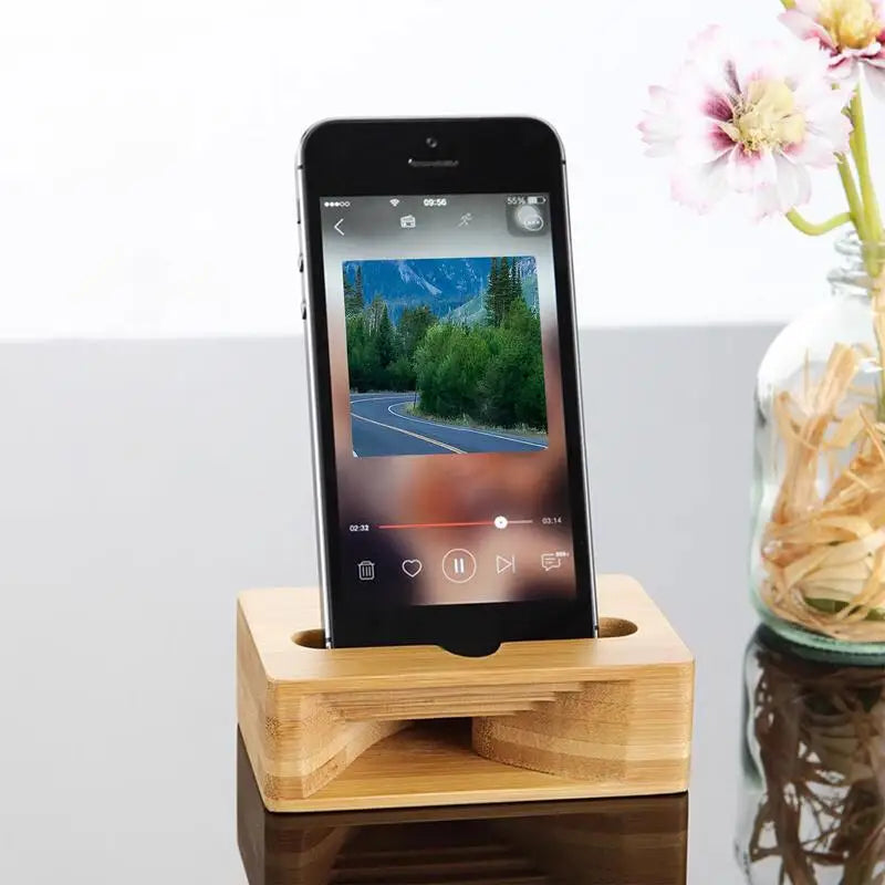HANDMADE Phone Holder Stand Amplifier Cell Speaker Wood Phone Speaker Amplifier Wood Sound Mobile Bracket Natural Loudspeaker Phone Dock