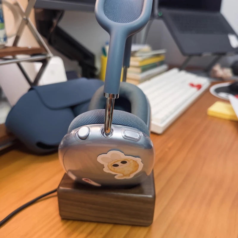 HANDMADE MARGNET  WOOD for  1/2Headphone Base Walnut Wood Bracket Magnetic Wireless Charging Sleep Compartment Marble Headset Stand Accessory