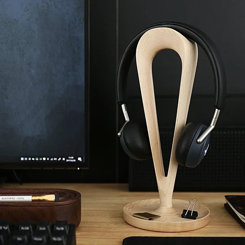 HANDMADE Black Walnut Wood Headphone Stand Walnut Headphone Holder with Winder Solid Wood Custom Earphone Hanger Headset Bracket Storage