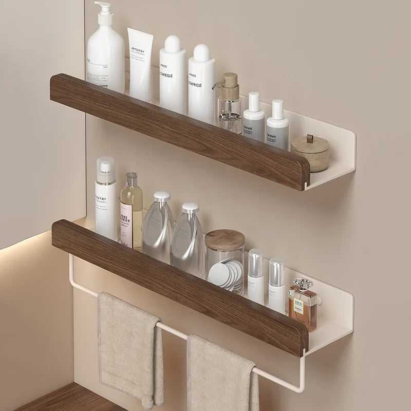 HANDMADE White Aluminum Bathroom Shelving Wall-mounted Bathroom Shower Storage Rack Towel Rack Shelves Bathroom Shelf With Rod