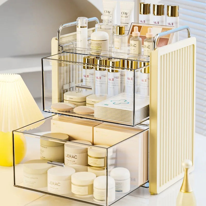 HANDMADE Luxury Acrylic Vanity Organizer for Makeup/Perfume/Jewelry Bathroom Large Capacity Dustproof Drawer System with Cosmetic Box