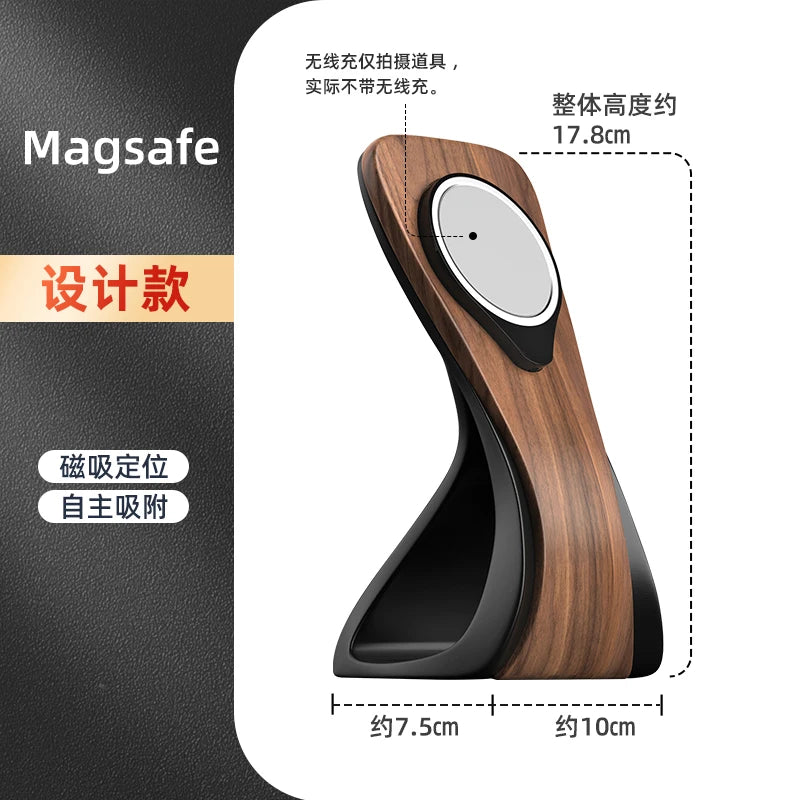WOODEN HANDMADE Msgsafe HOLDER  Mobile Phone Stand Custom Design Wooden Magnetic Charger Bracket Desktop Creative Lazy Wireless Charging Phone Holder