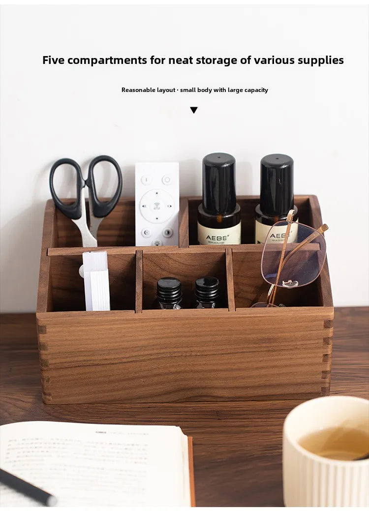 HANDMADE Black Walnut Wood tissues box Multifunctional paper extraction box Grid division Organizer box desktop Storage Sundries strong