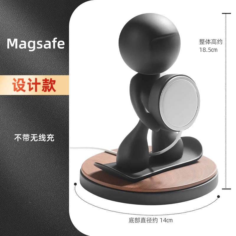 WOODEN HANDMADE Msgsafe HOLDER  Mobile Phone Stand Custom Design Wooden Magnetic Charger Bracket Desktop Creative Lazy Wireless Charging Phone Holder